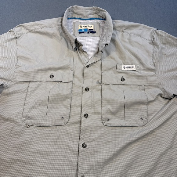Magellan Outdoors Other - Magellan Drifit Outdoor Fish Gear Shirt Men's LRG Relaxed Fit GRAY CHECK L/S
